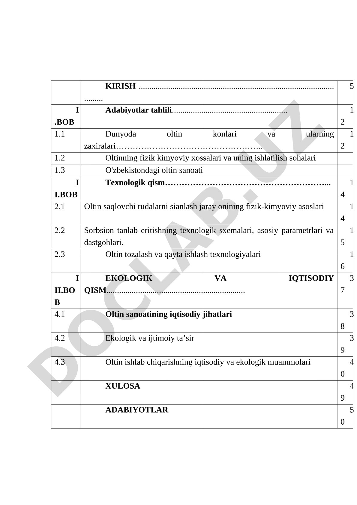 Oltin konlari va ularni qayta ishlash texnologiyalari