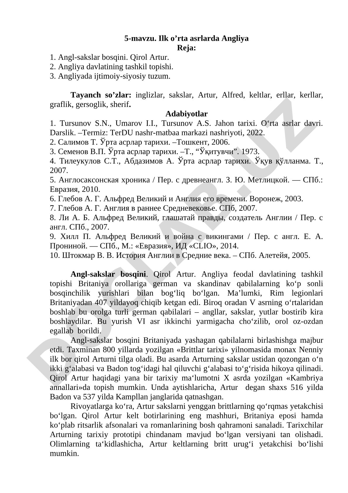 Ilk o'rta asrlarda Angliya
