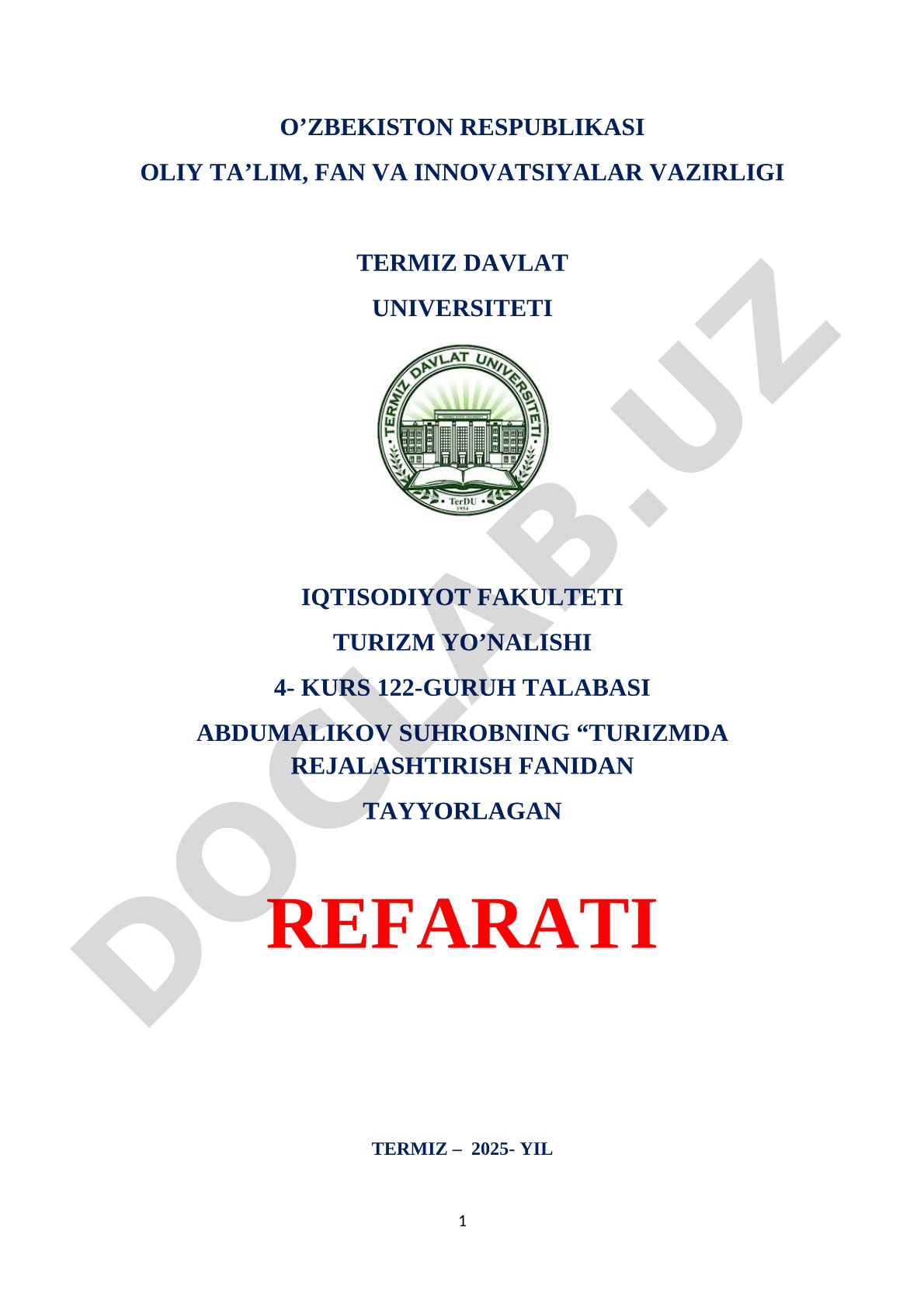 Kreativ turizm tushunchasi va rivojlanish tarixi