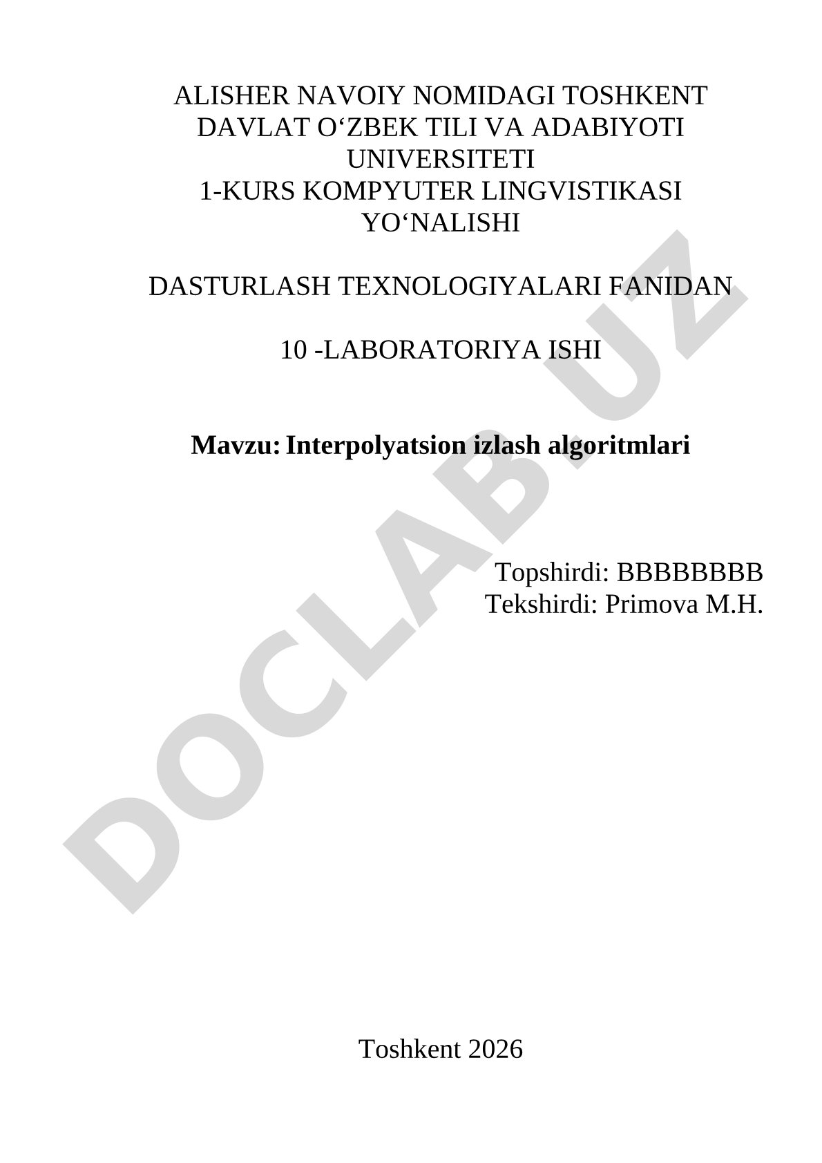 Interpolyatsion izlash algoritmlari