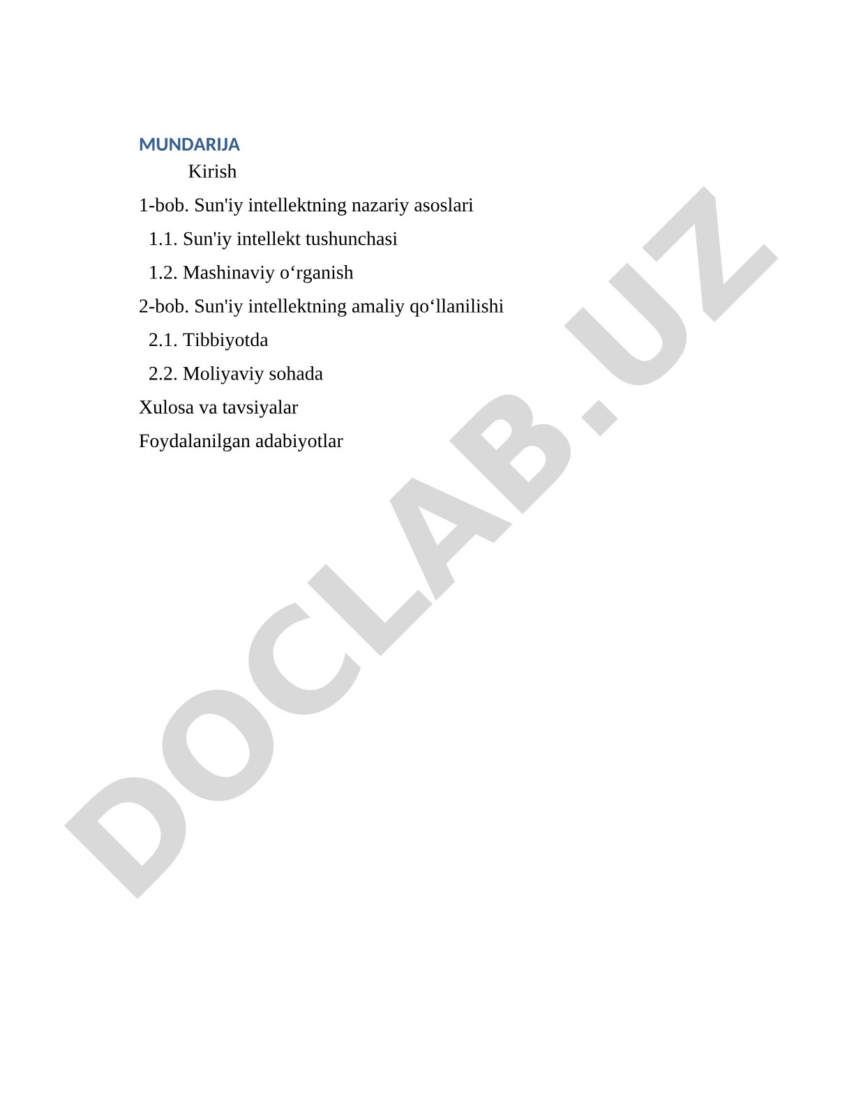 Sun'iy intellektning nazariy asoslari va amaliy qo'llanilishi