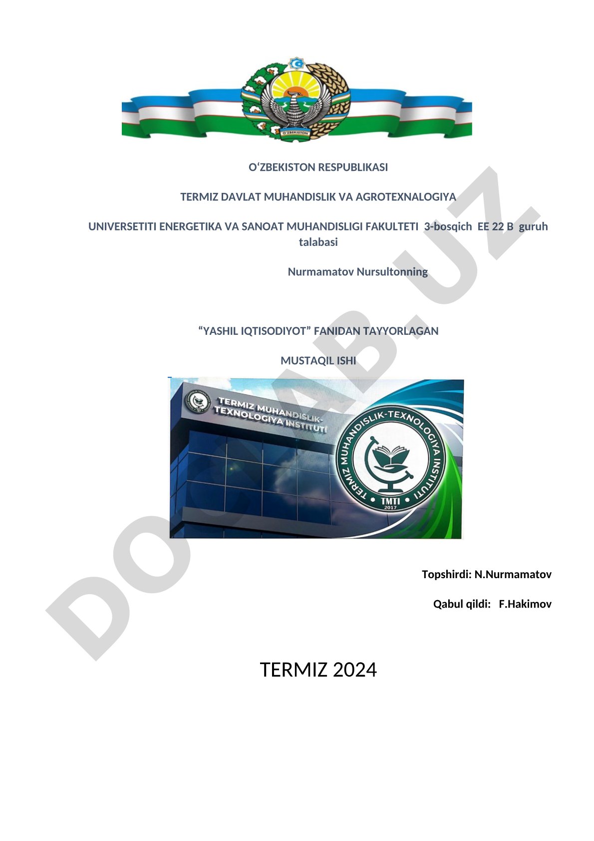 Yashil iqtisodiyotning axborot resurslari