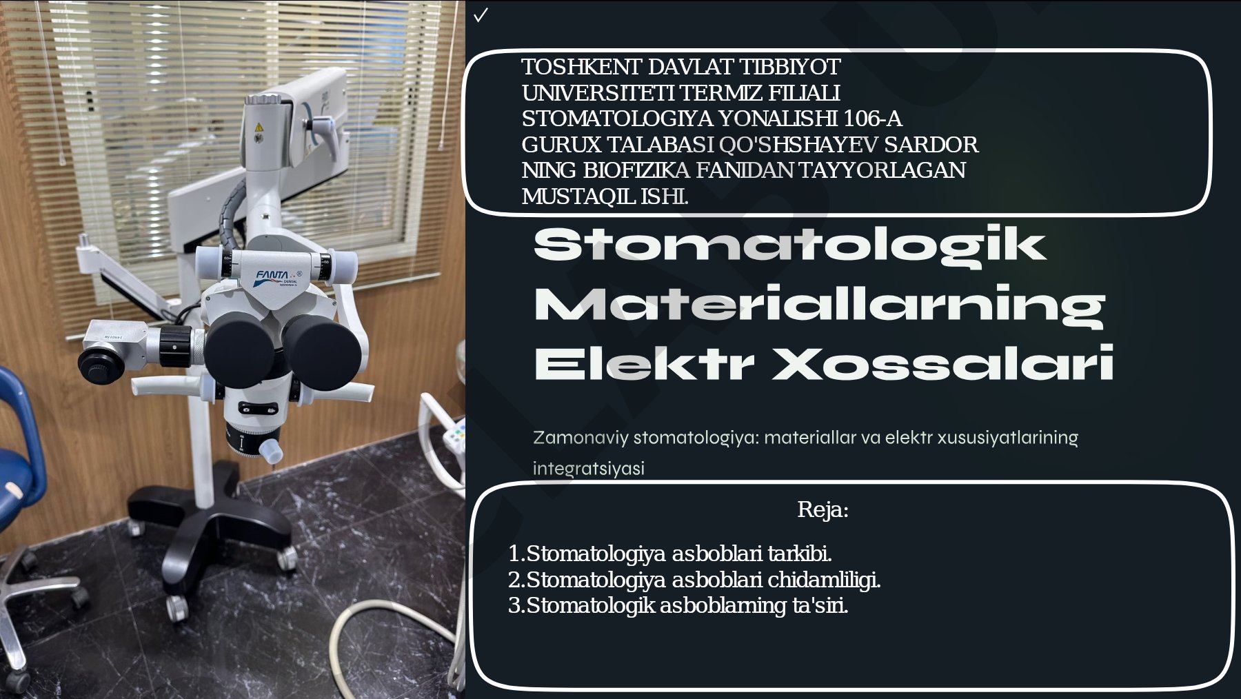 Stomatologik materiallarning elektr xossalari