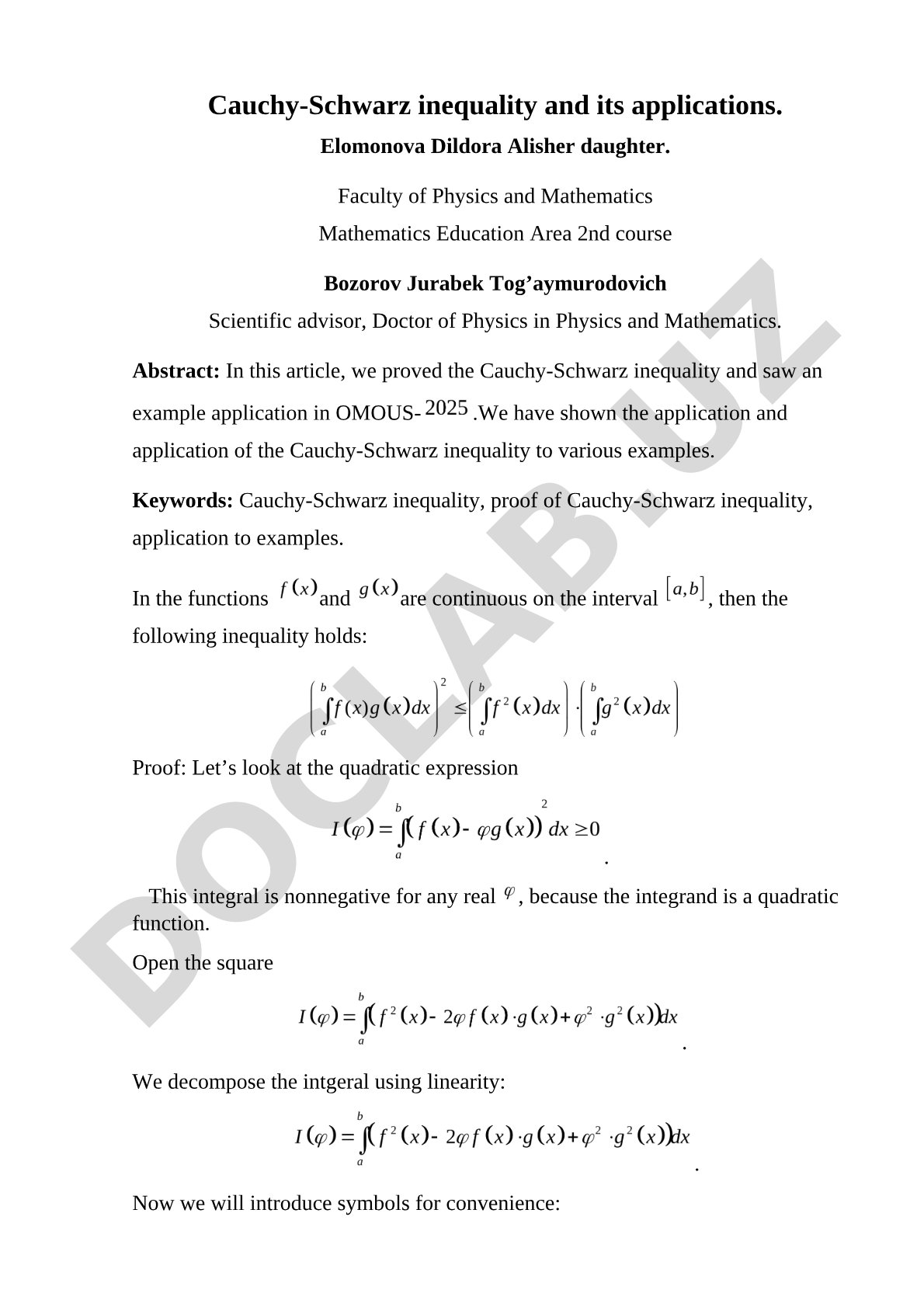 Cauchy-Schwarz inequality and its applications