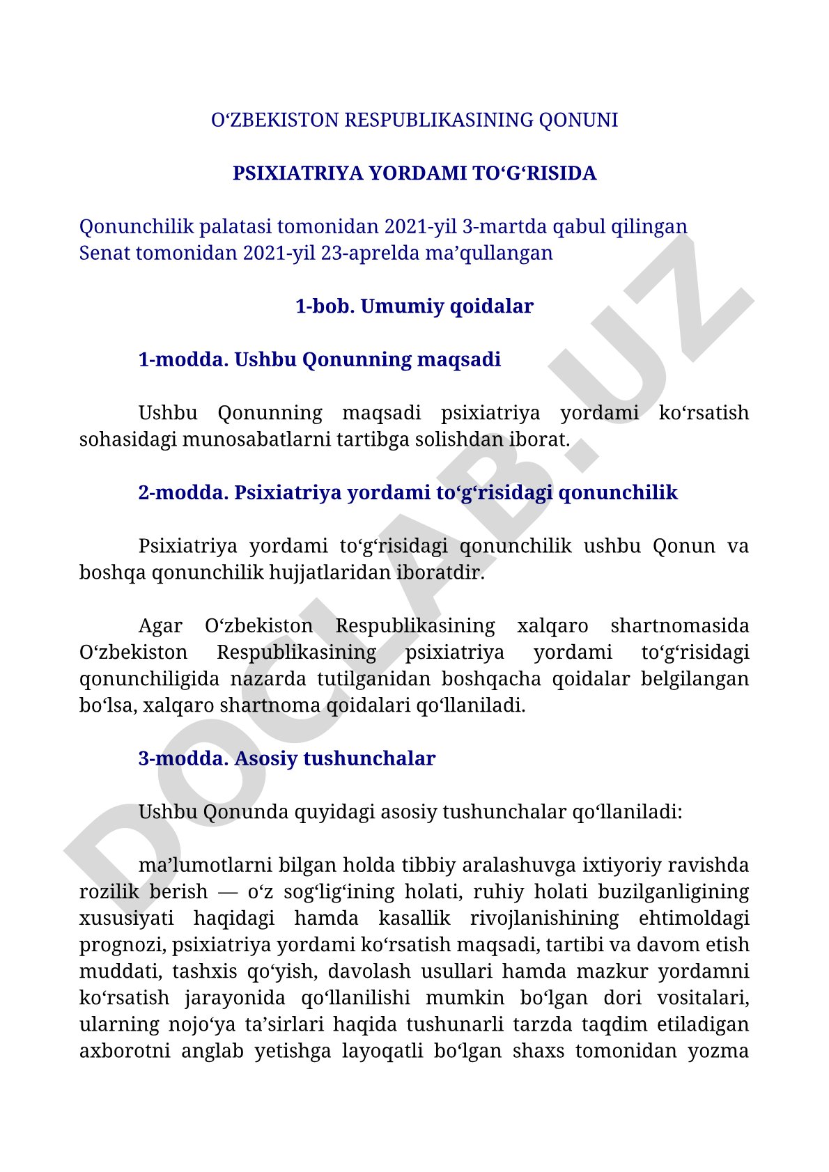 Psixiatriya yordami to'g'risidagi qonun