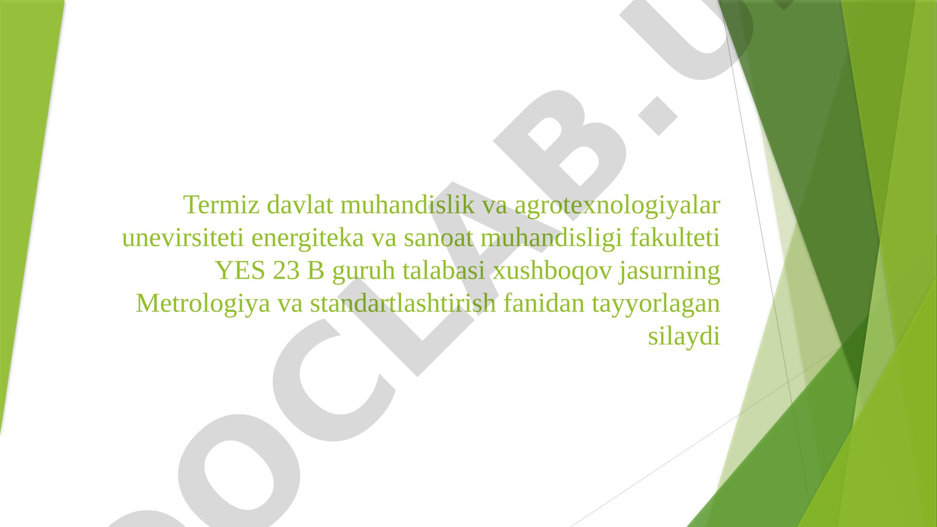 Ishlab chiqarish va tarmoqlarda metrologik xizmat va ta’minot