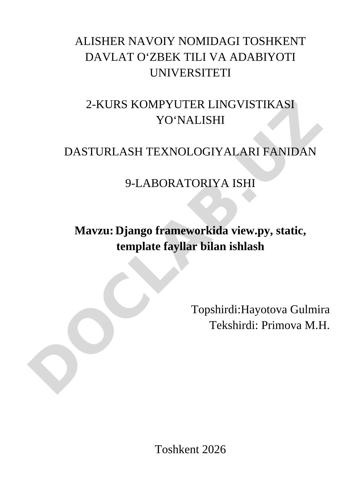 Django frameworkida view.py, static, template fayllar bilan ishlash