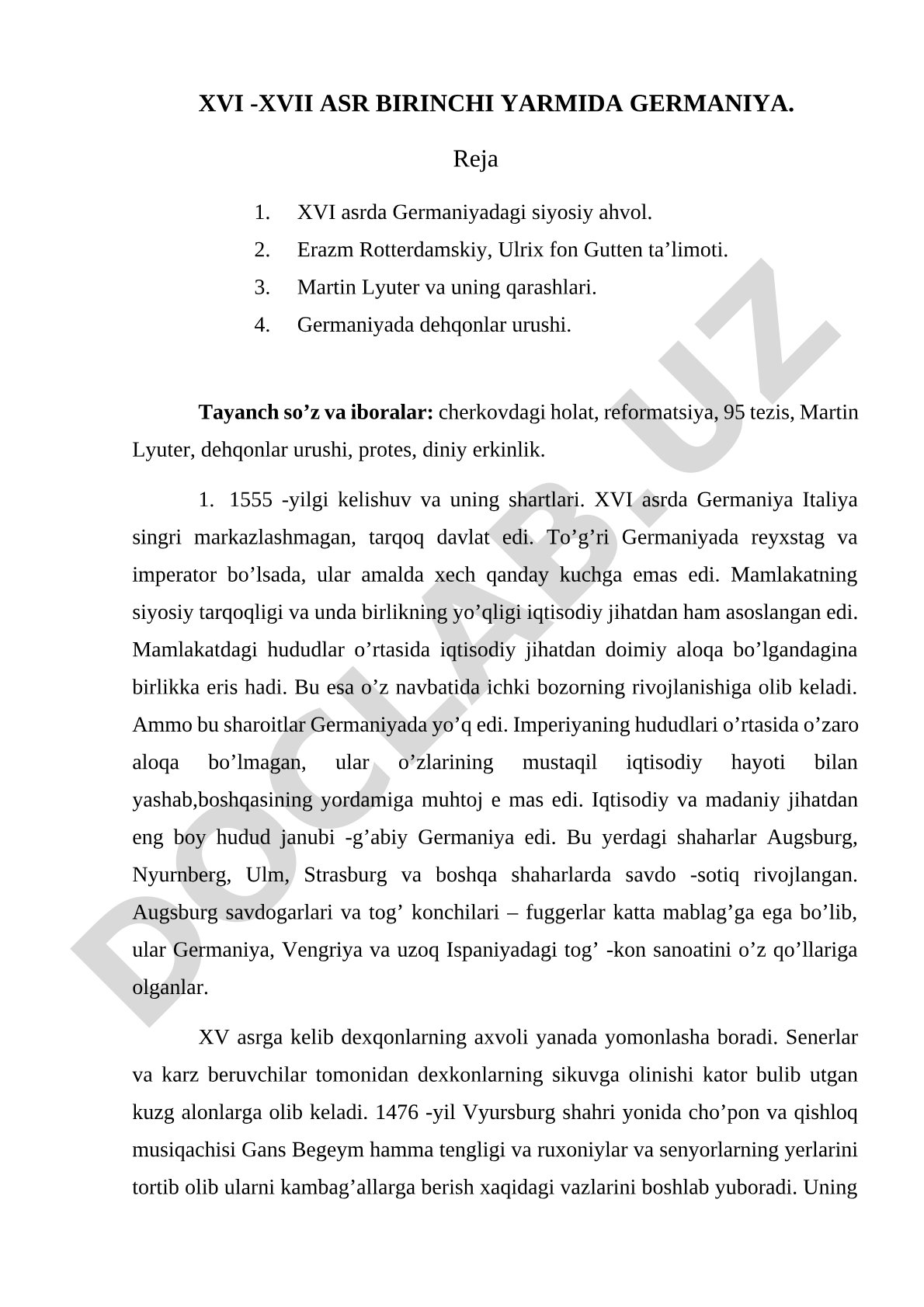 XVI-XVII asr birinchi yarmida Germaniya