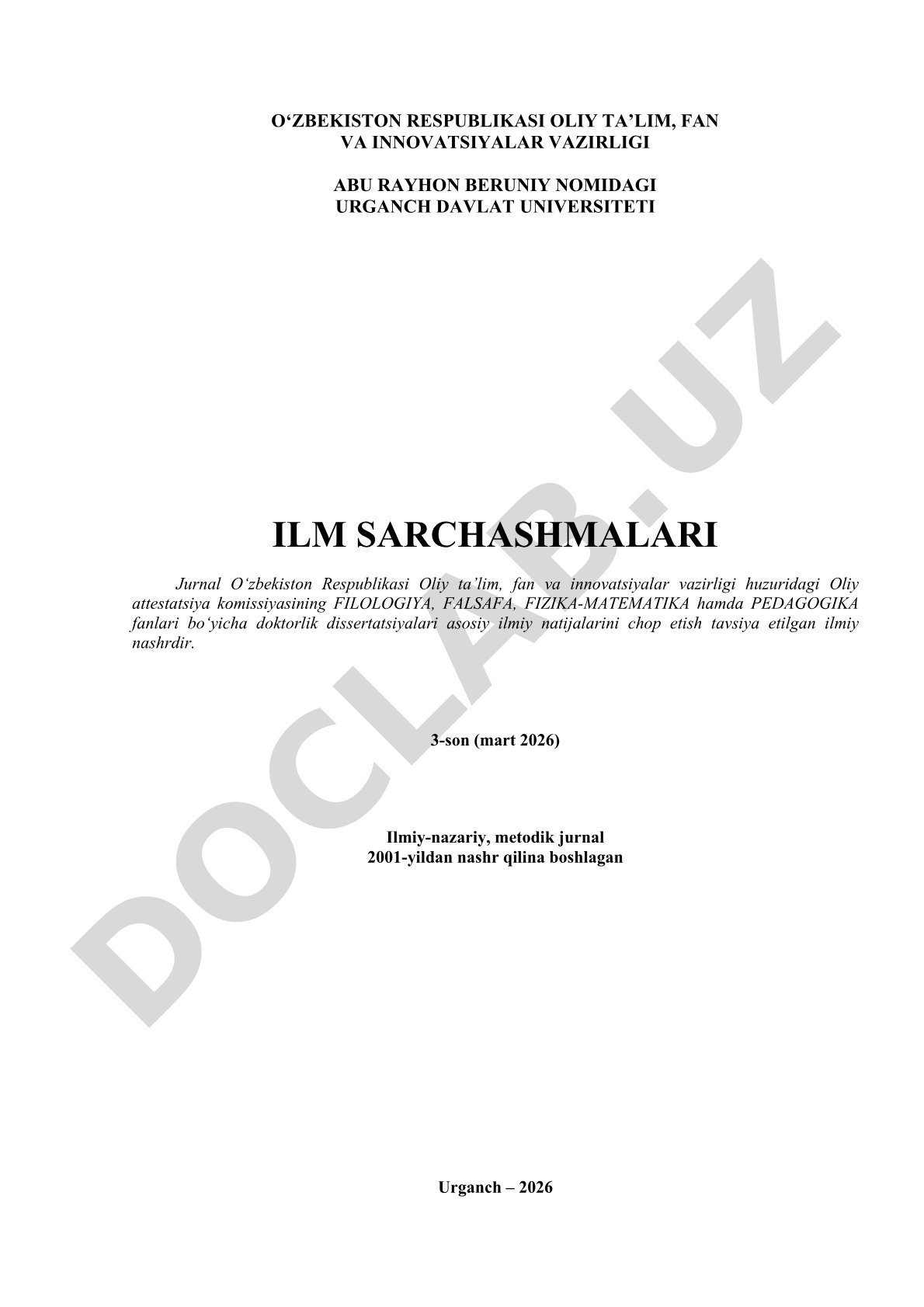 ILM SARCHASHMALARI ilmiy-nazariy, metodik jurnal