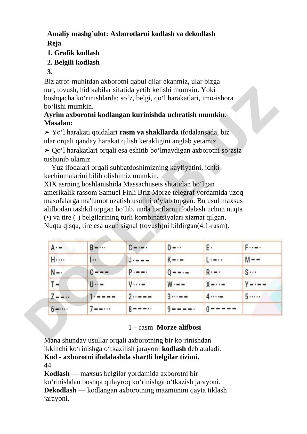 Axborotlarni kodlash va dekodlash