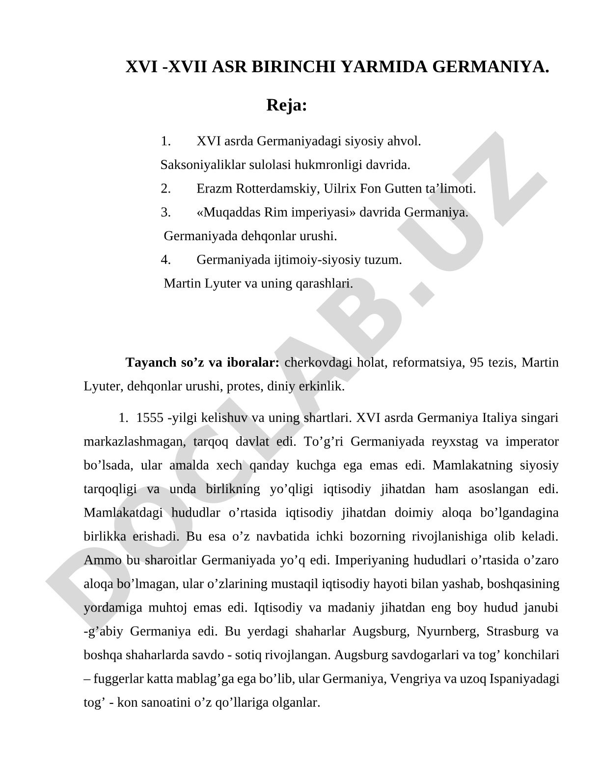 XVI-XVII asr birinchi yarmida Germaniya