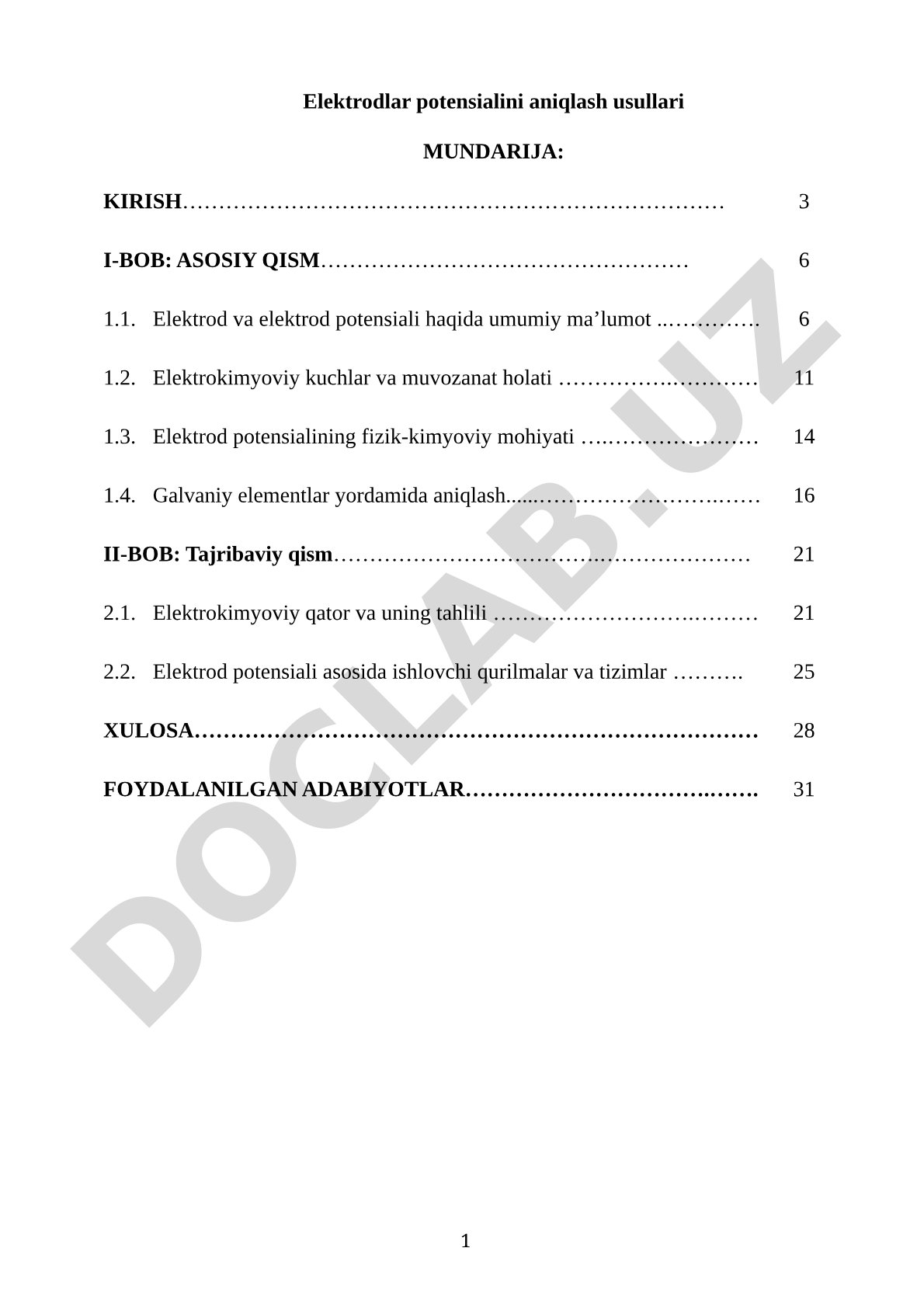 Elektrodlar potensialini aniqlash usullari