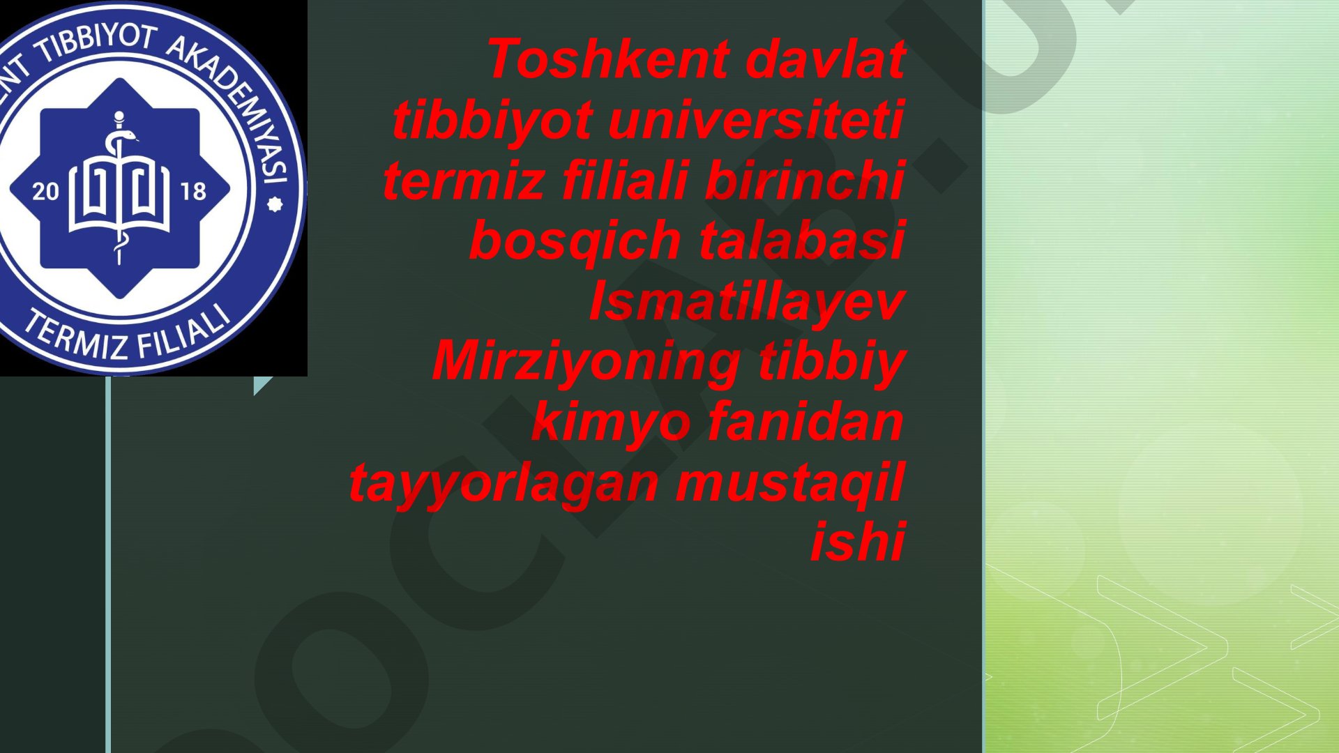 Yadro kimyosining tibbiyotdagi o'rni