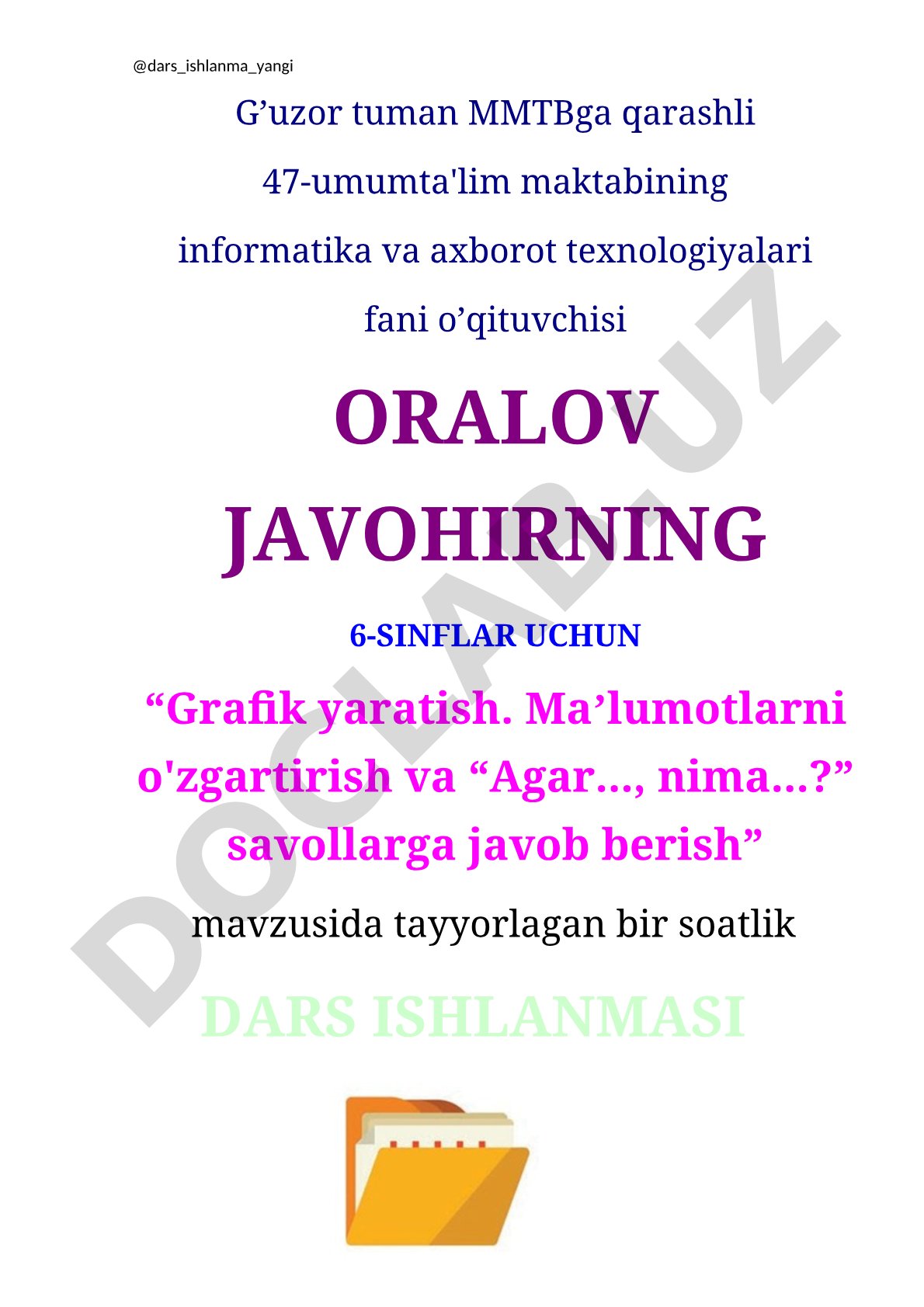 Grafik yaratish. Maʼlumotlarni o'zgartirish va “Agar..., nima...?” savollarga javob berish