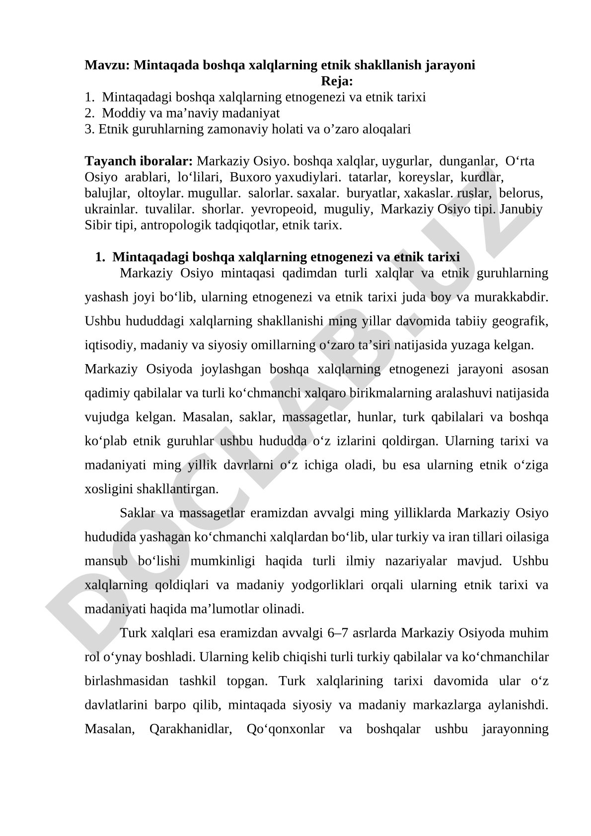 Mintaqada boshqa xalqlarning etnik shakllanish jarayoni