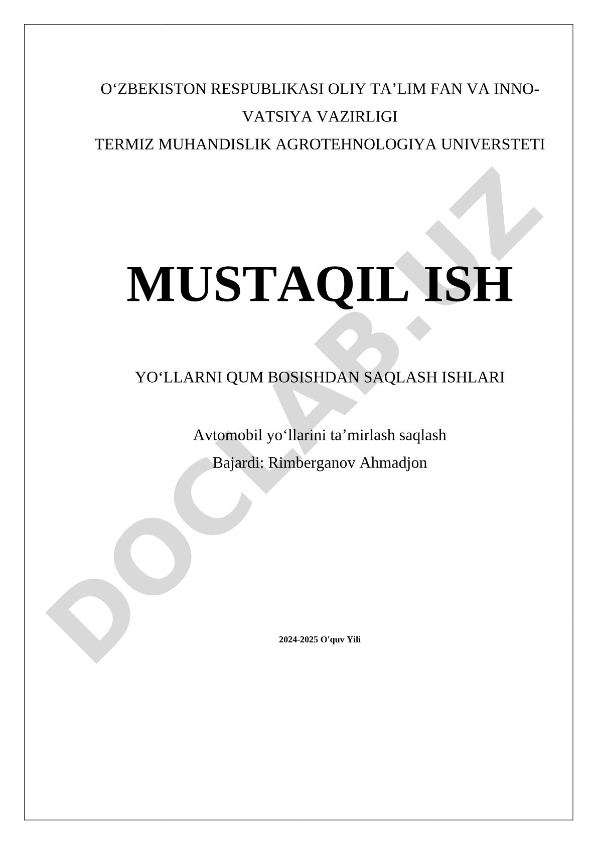 Yo'llarni qum bosishdan saqlash ishlari