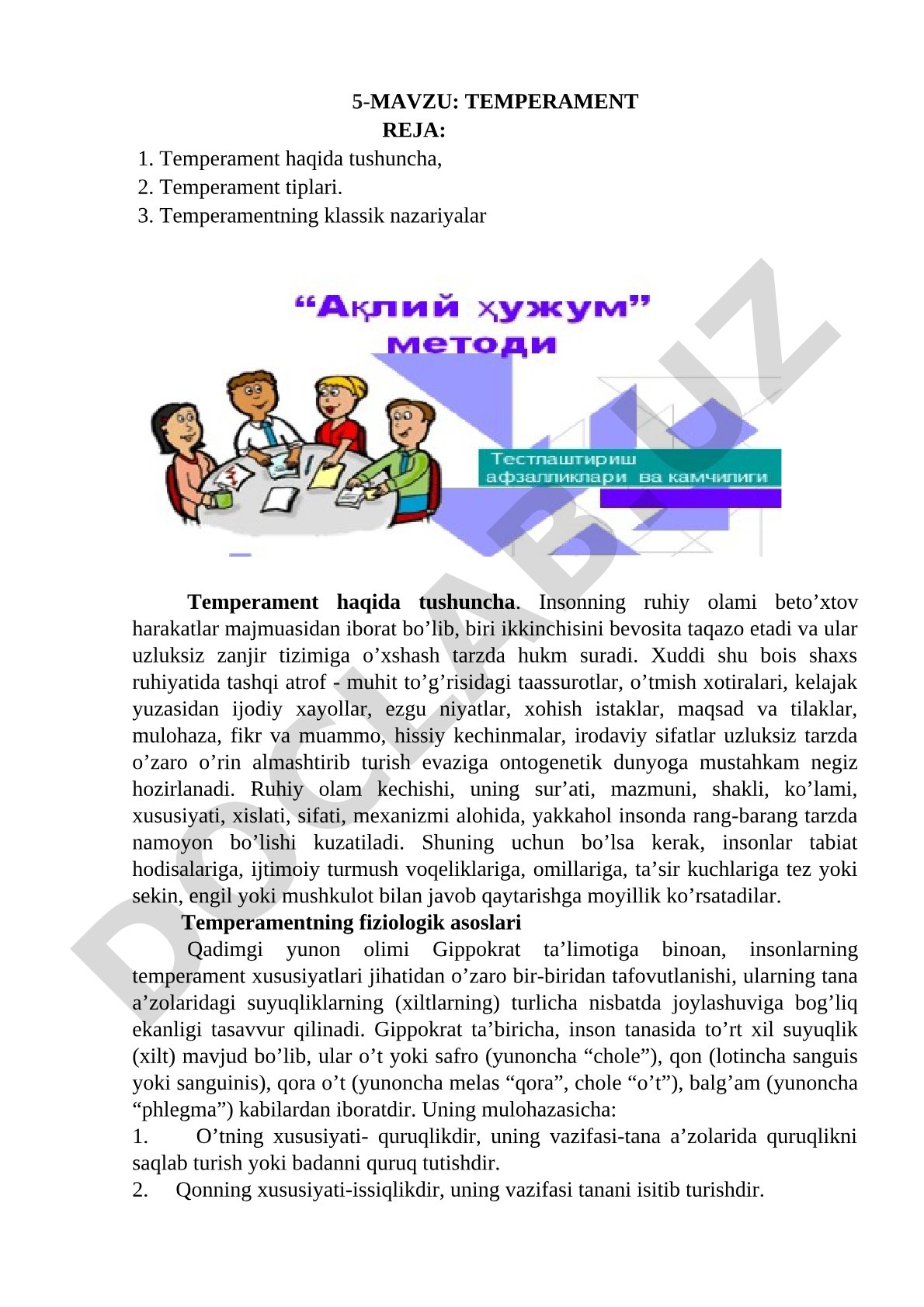 Temperament haqida tushuncha va uning tiplari