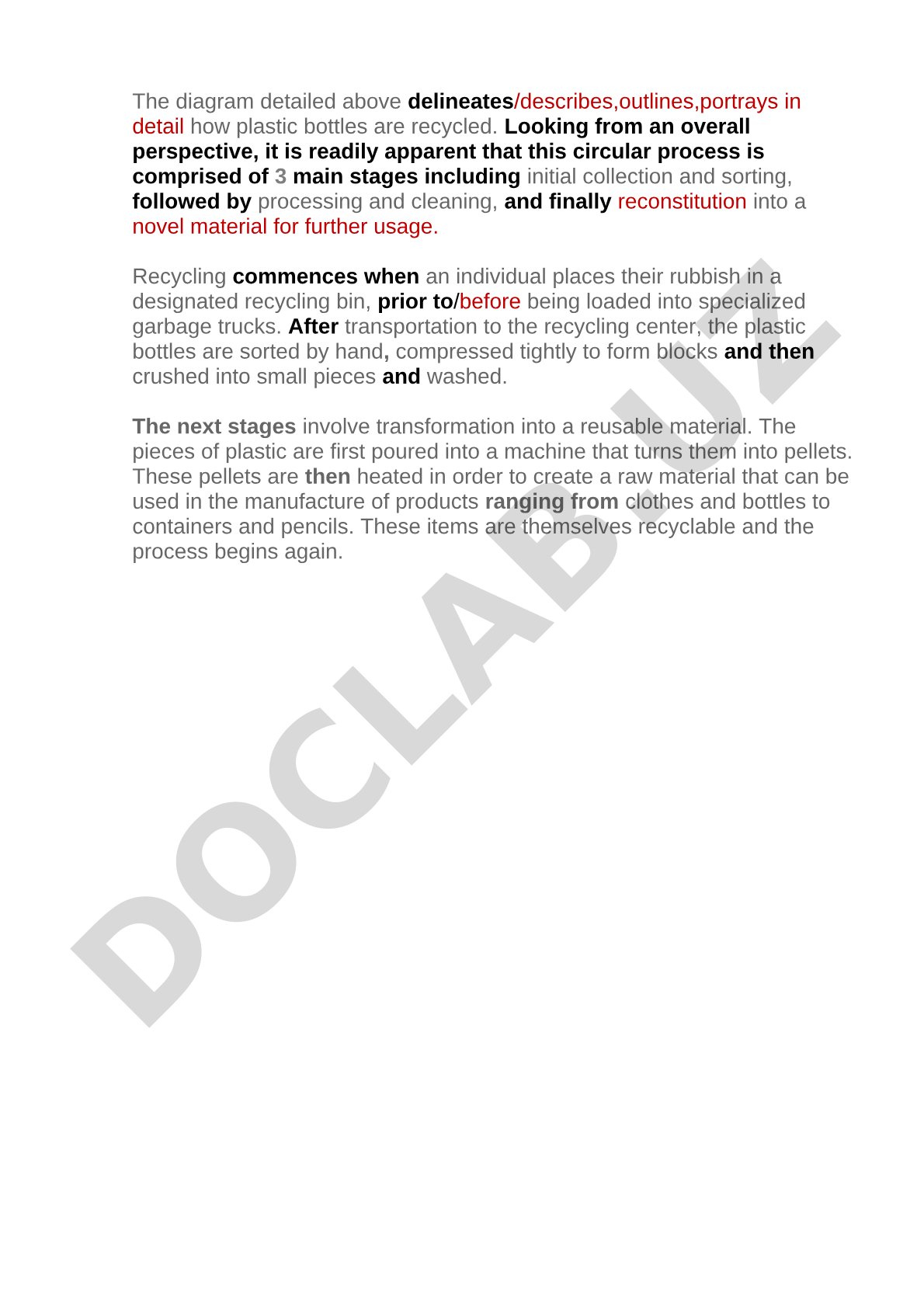 Plastic bottle recycling process