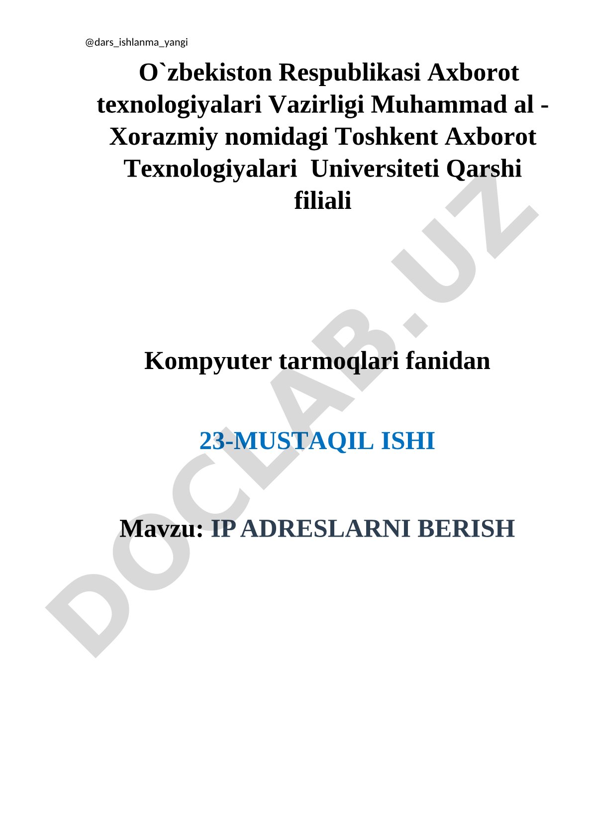 IP adreslarni berish