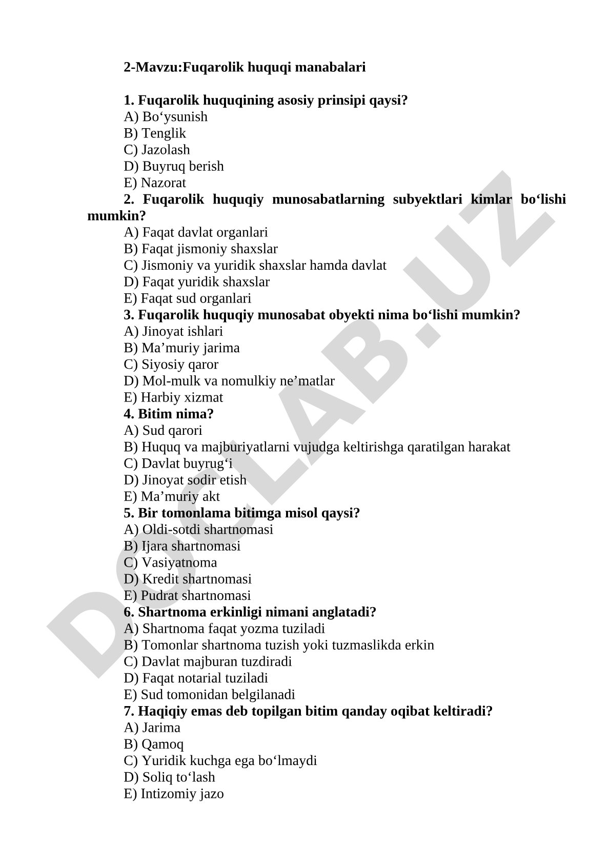 Fuqarolik huquqi manabalari