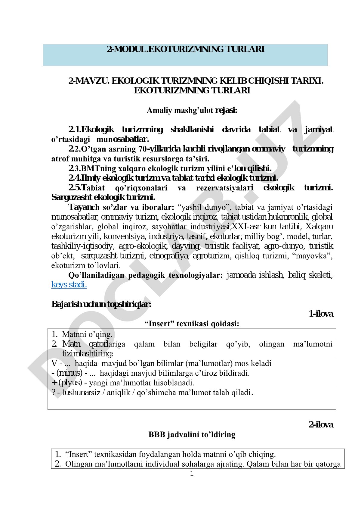 Ekologik turizmning kelib chiqishi tarixi va turlari