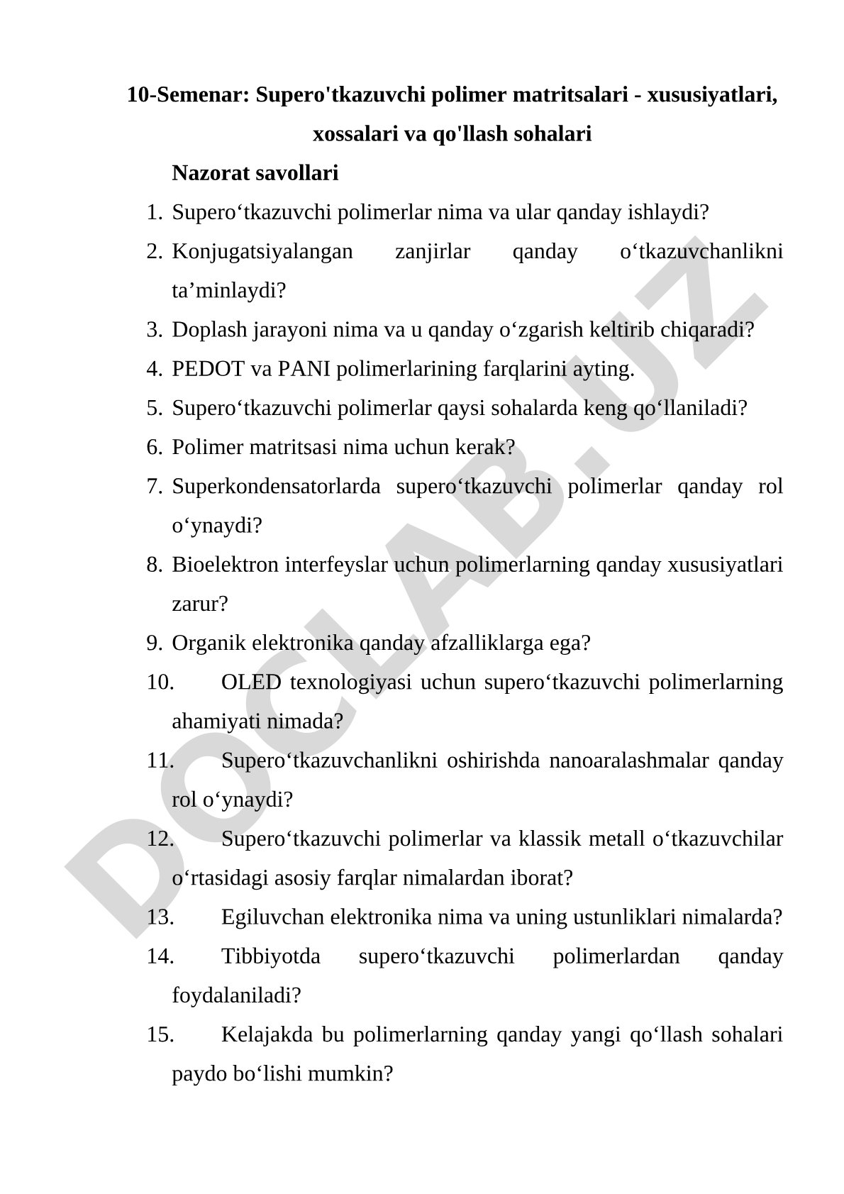 Supero'tkazuvchi polimer matritsalari - xususiyatlari, xossalari va qo'llash sohalari