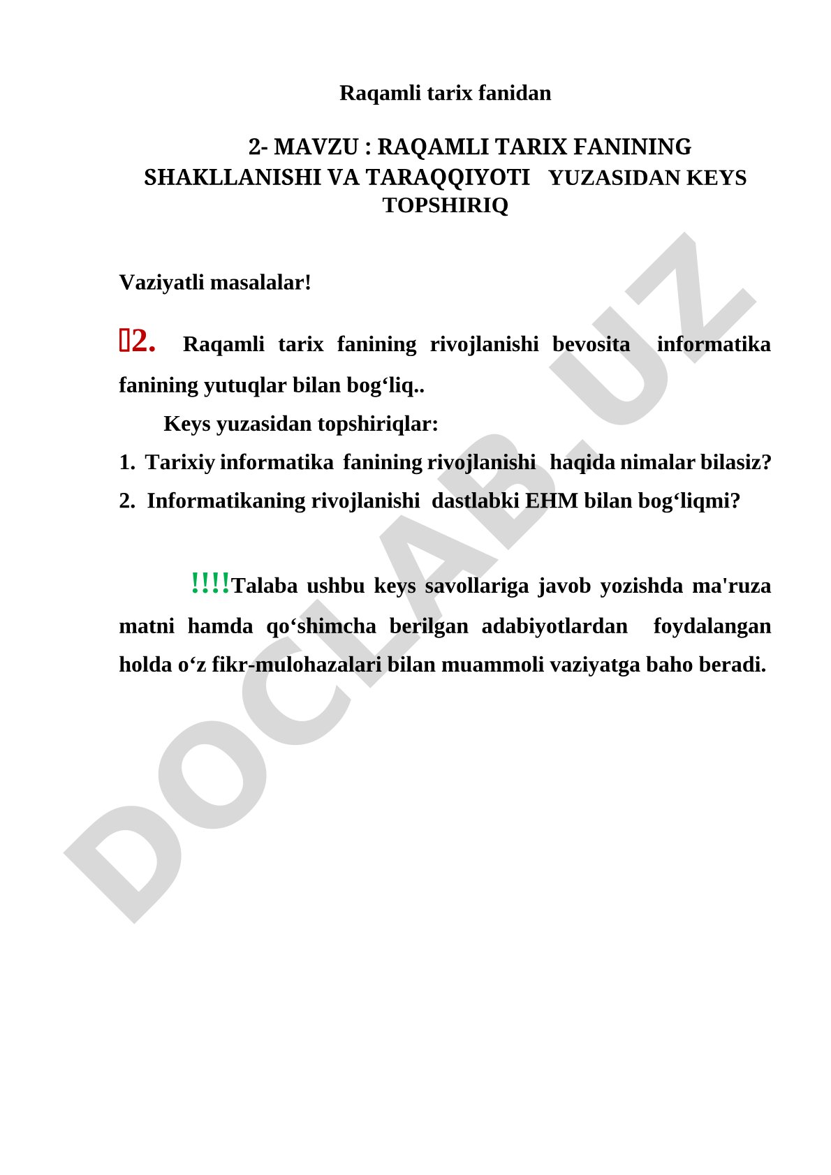Raqamli tarix fanining shakllanishi va taraqqiyoti