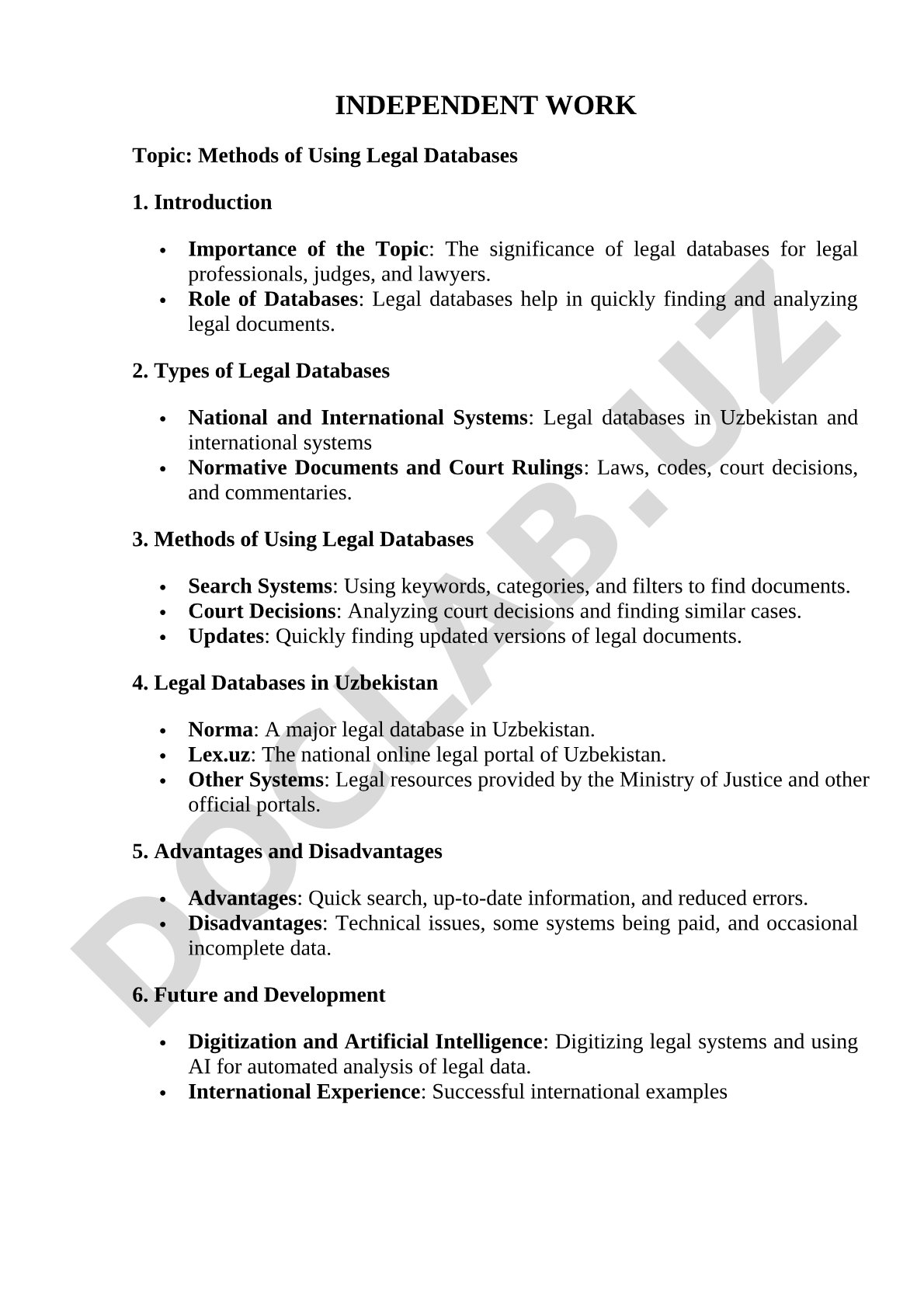 Methods of Using Legal Databases