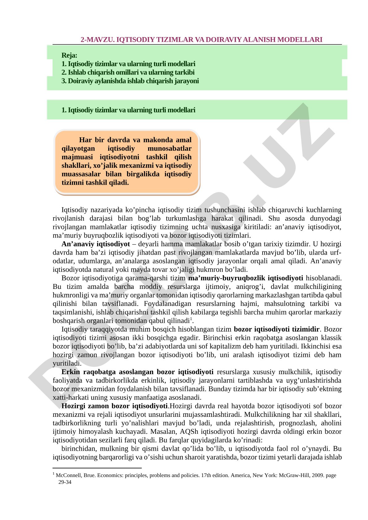 Iqtisodiy tizimlar va doiraviy aylanish modellari