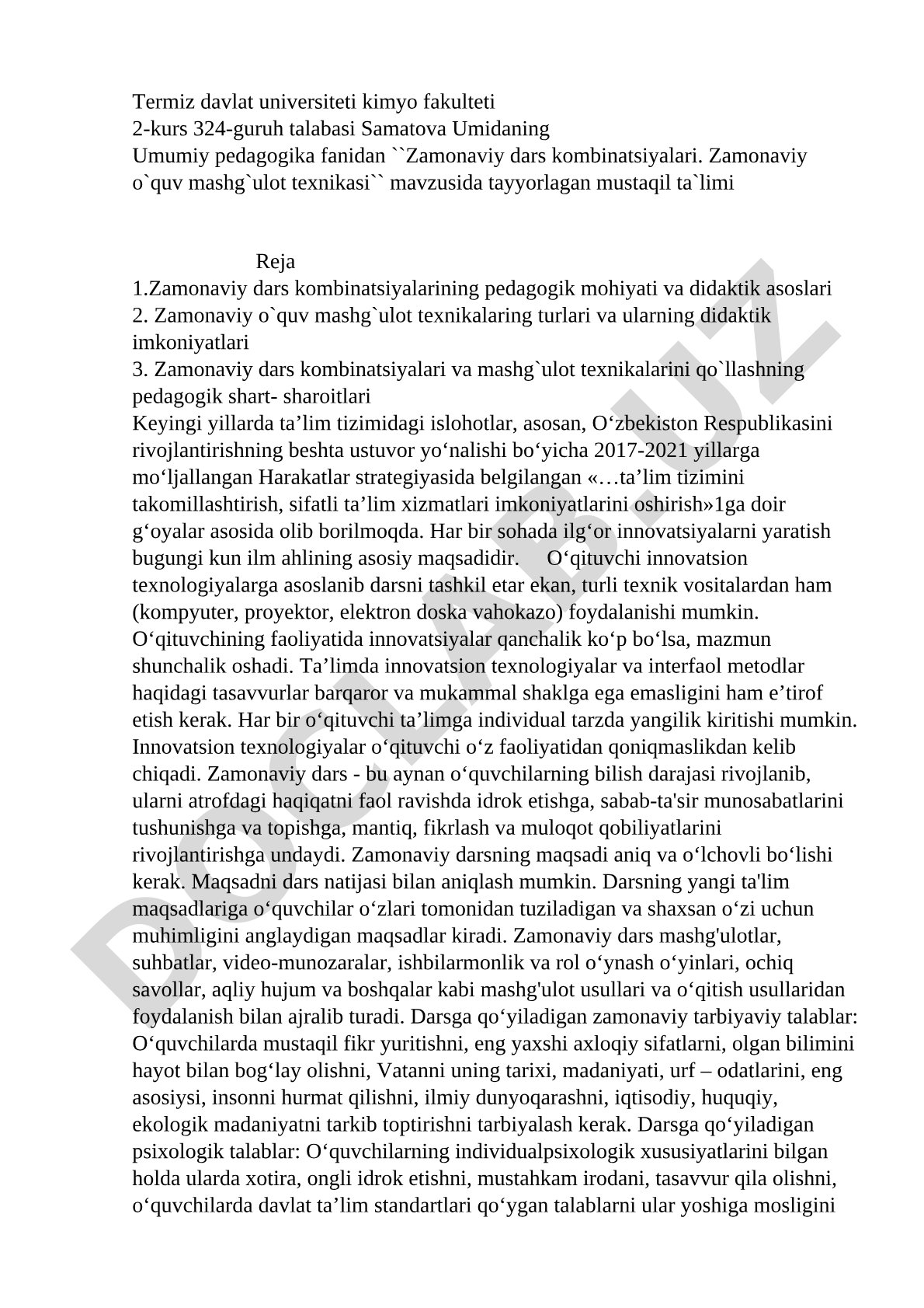 Zamonaviy dars kombinatsiyalari. Zamonaviy o'quv mashg'ulot texnikasi
