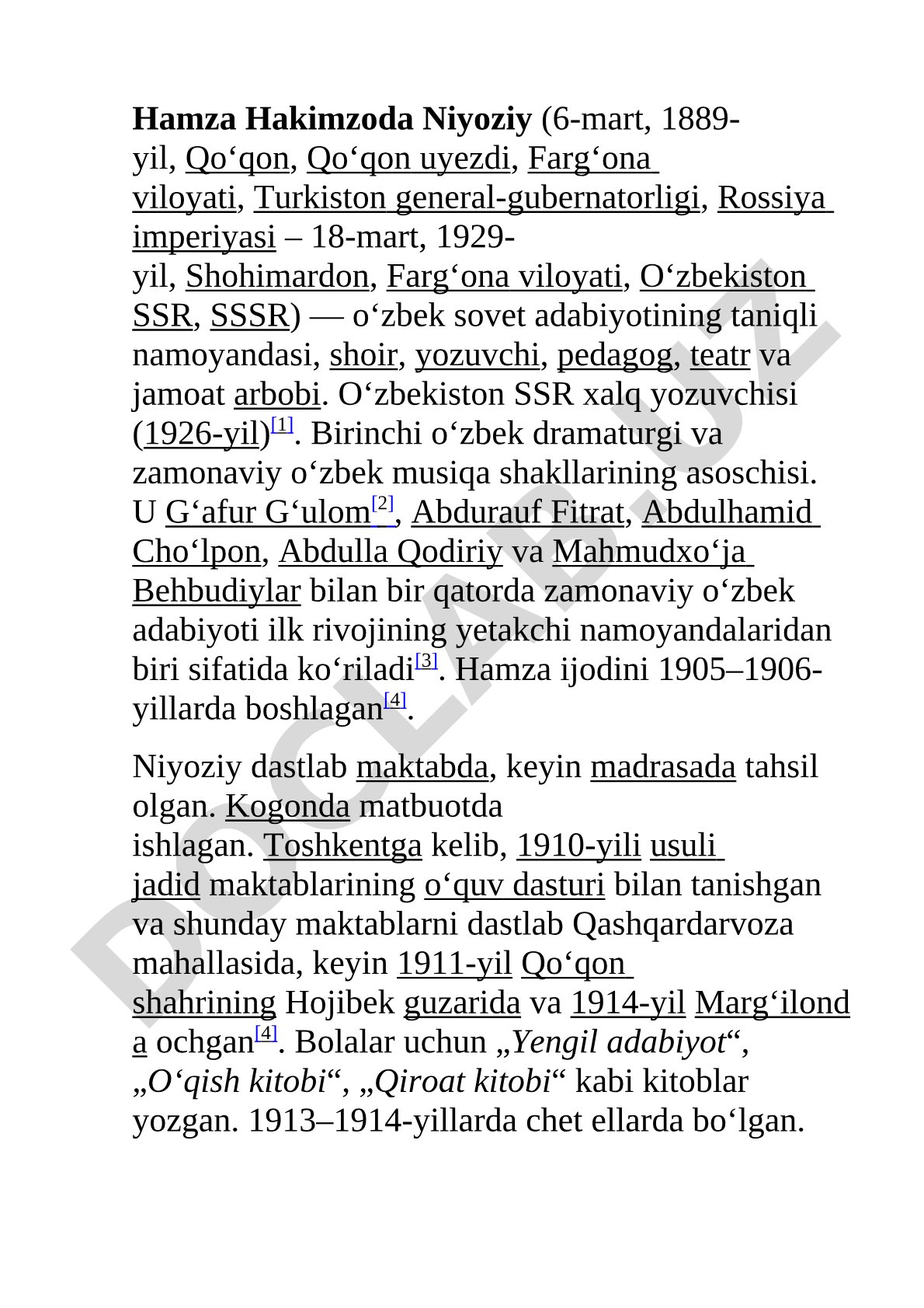 Hamza Hakimzoda Niyoziy hayoti va ijodi