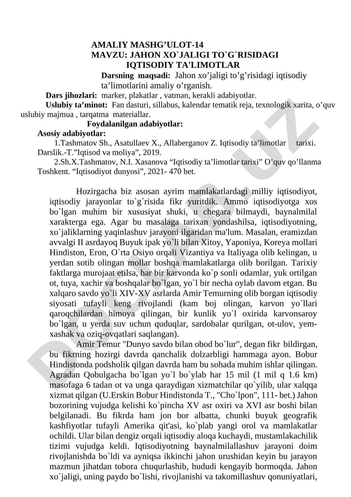 Jahon xo'jaligi to'g'risidagi iqtisodiy ta'limotlar