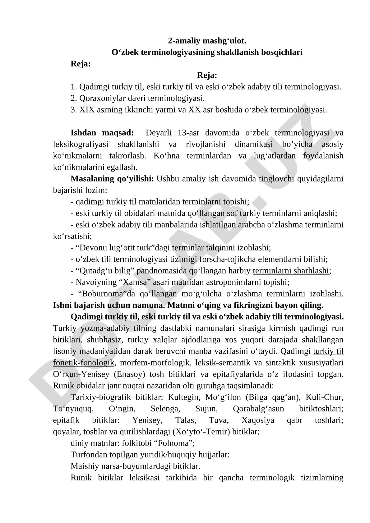 O'zbek terminologiyasining shakllanish bosqichlari