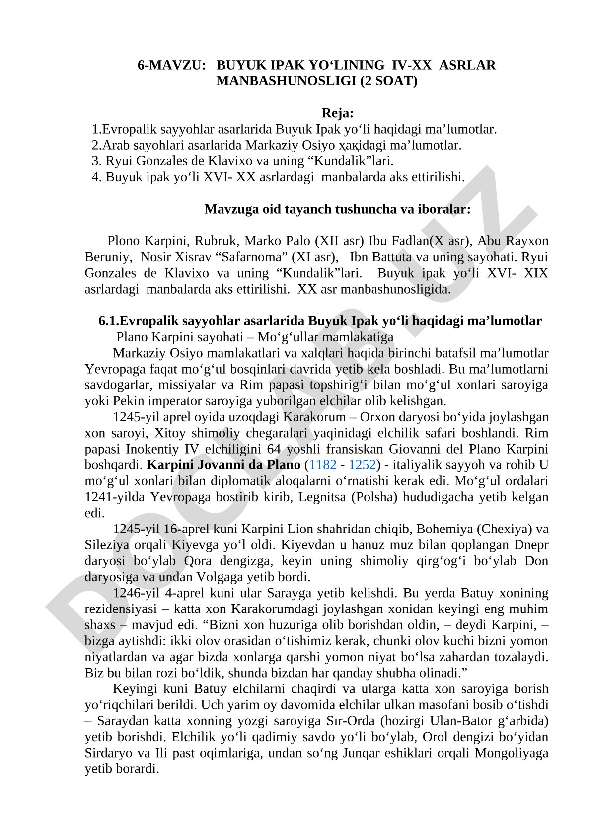 Buyuk Ipak yo‘lining IV-XX asrlar manbashunosligi