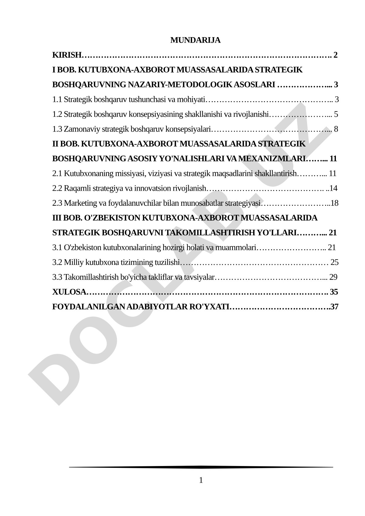Kutubxona-axborot muassasalarida strategik boshqaruv