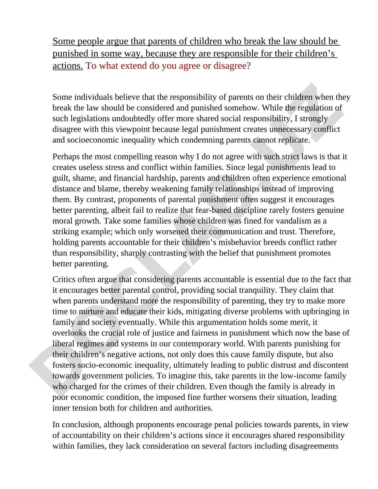 Parental responsibility for children's crimes