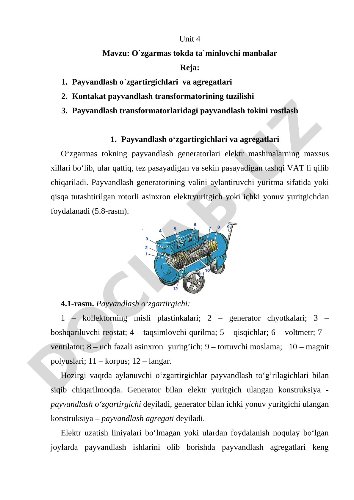 O'zgarmas tokda ta'minlovchi manbalar