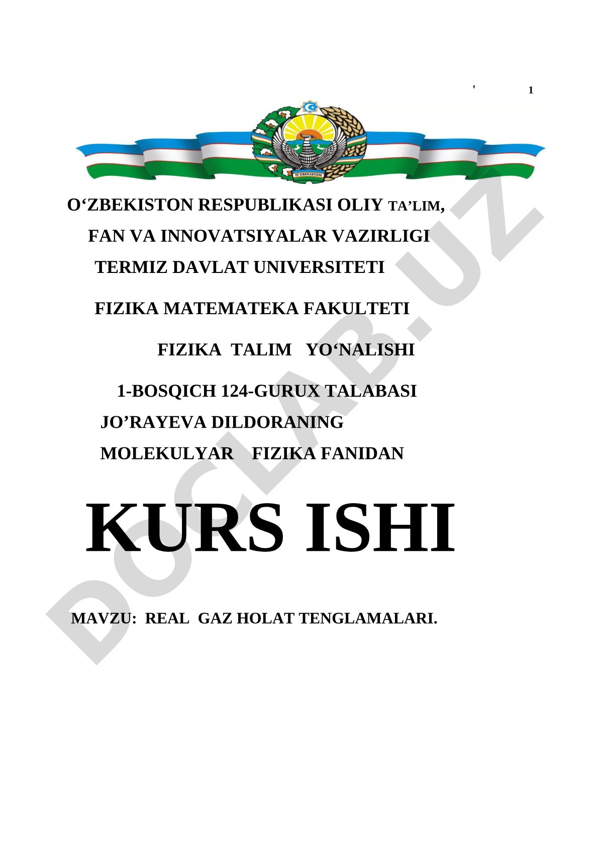Real gaz holat tenglamalari