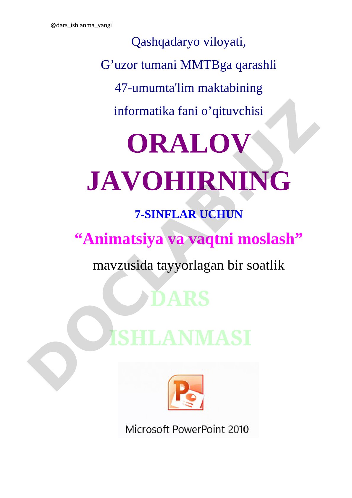 Animatsiya va vaqtni moslash