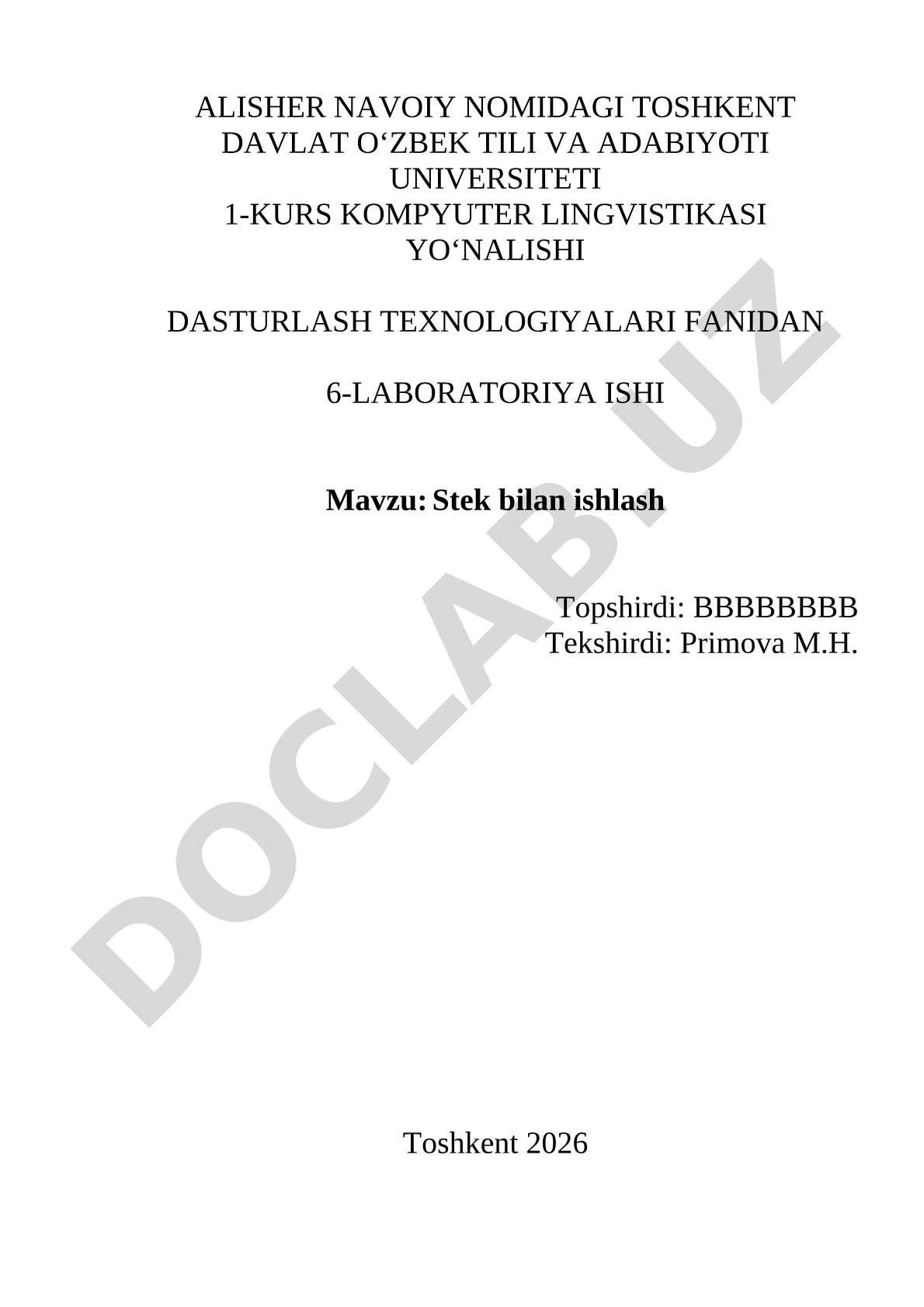 Stek bilan ishlash