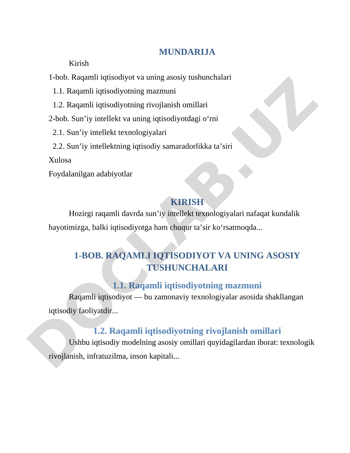 Raqamli iqtisodiyot va sun'iy intellektning iqtisodiyotdagi o'rni