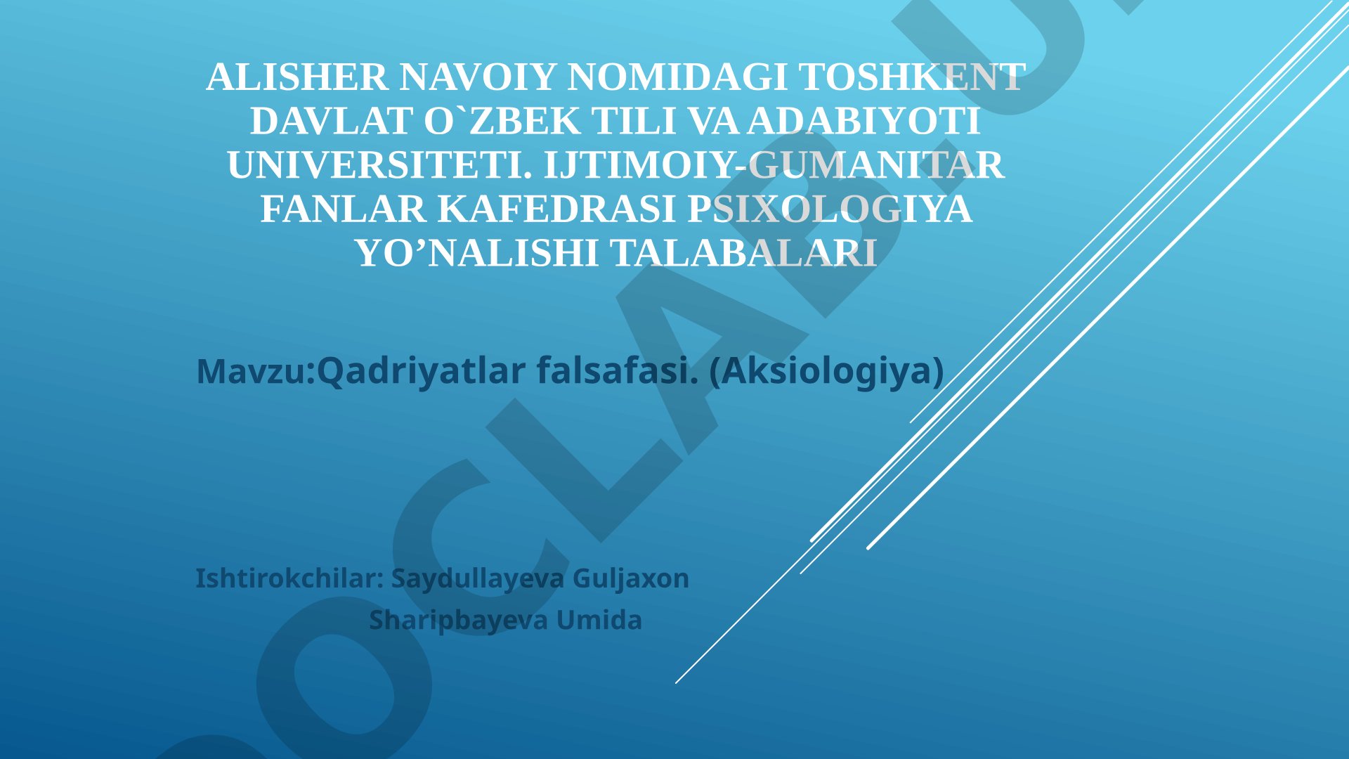Qadriyatlar falsafasi (Aksiologiya)