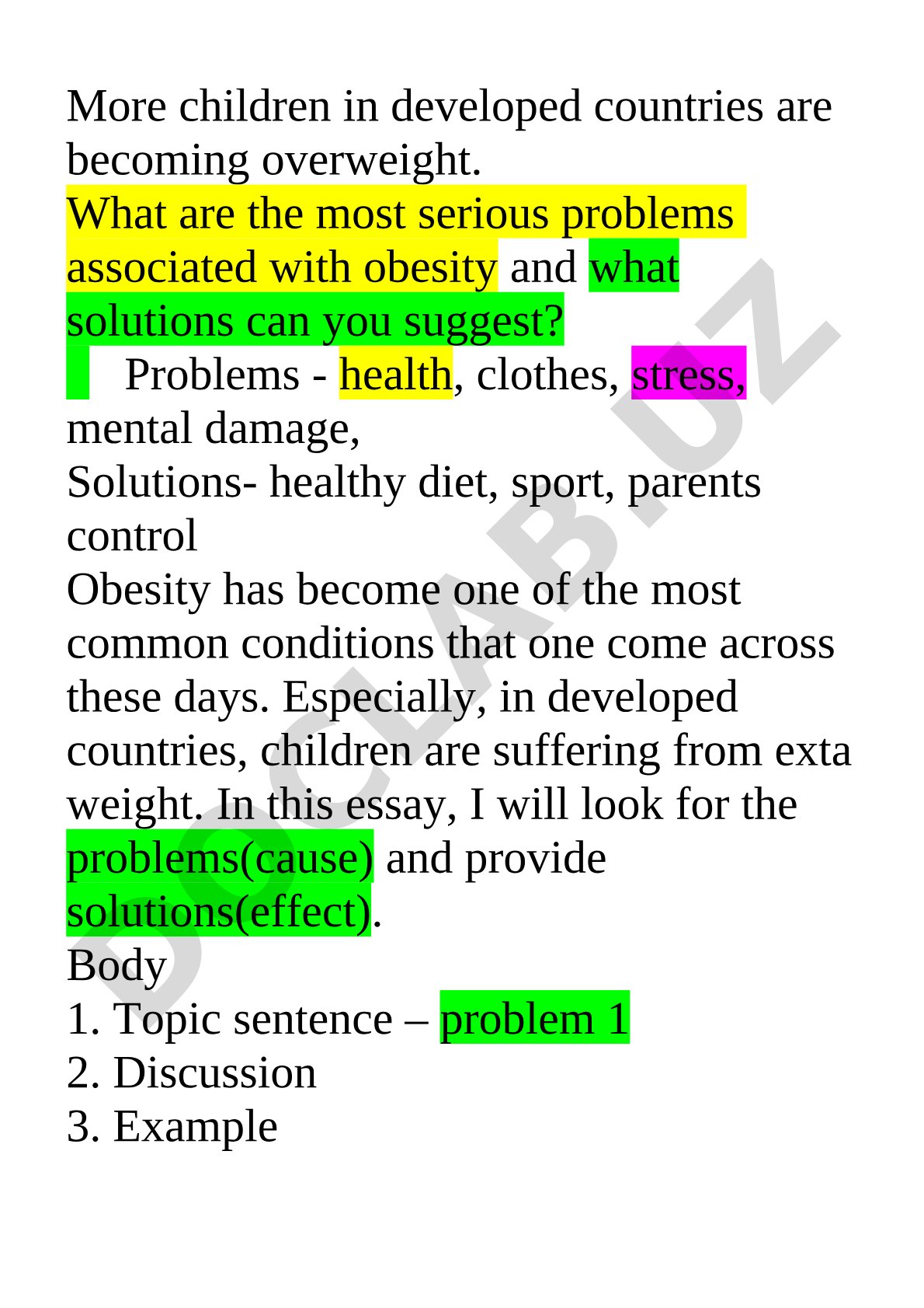 Childhood obesity problems and solutions