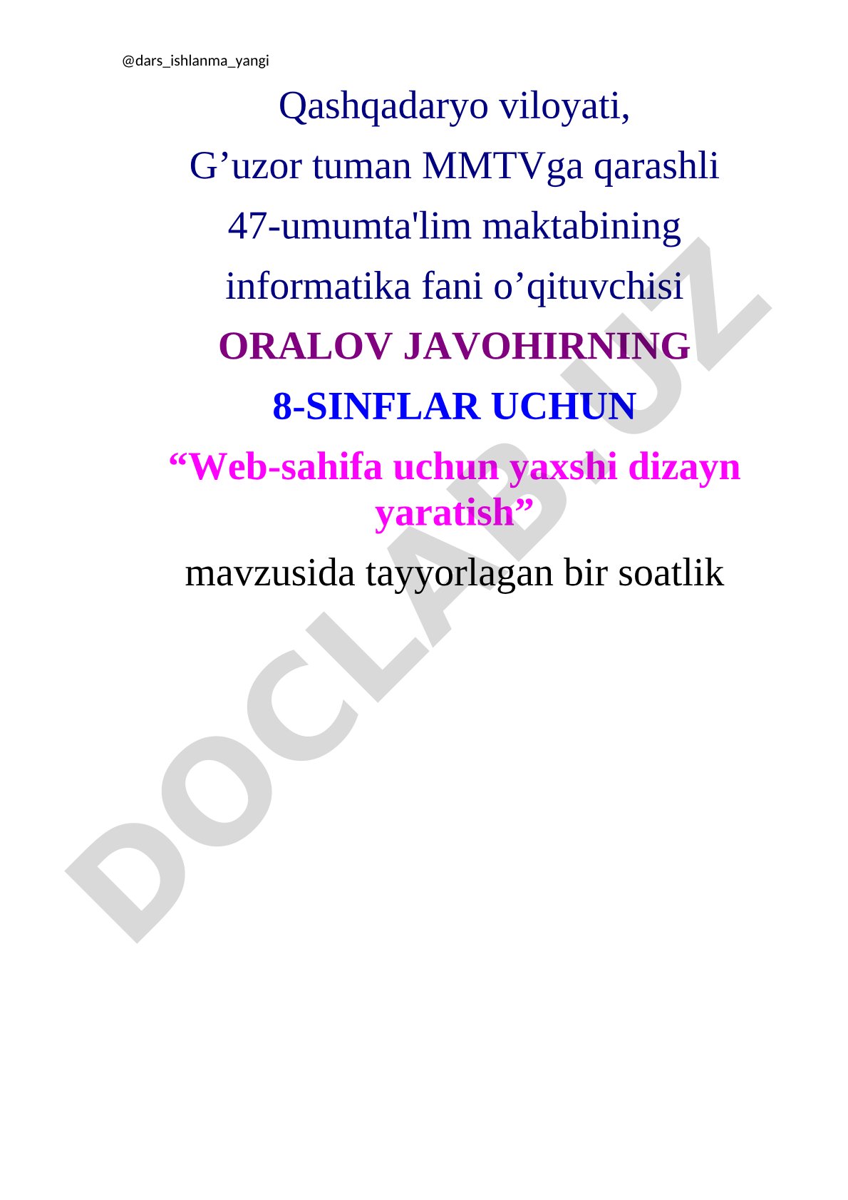 Web-sahifa uchun yaxshi dizayn yaratish