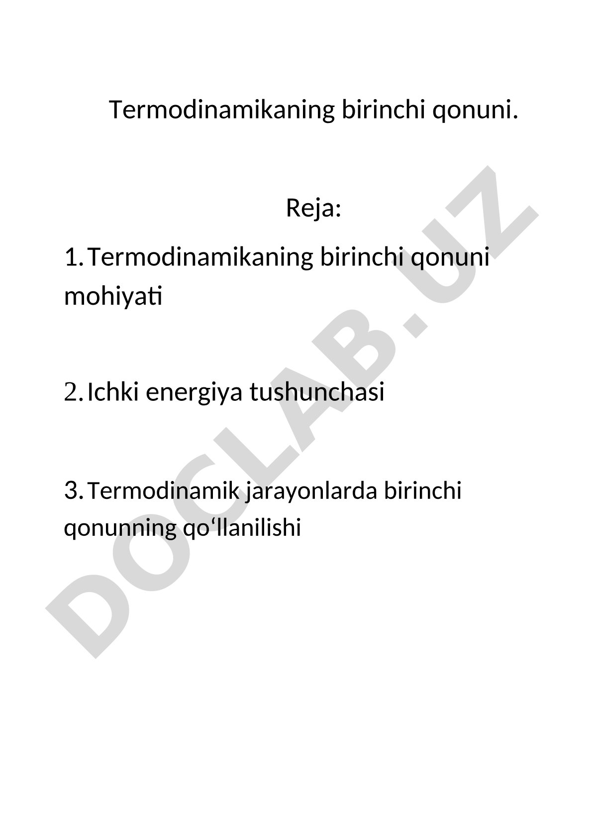 Termodinamikaning birinchi qonuni