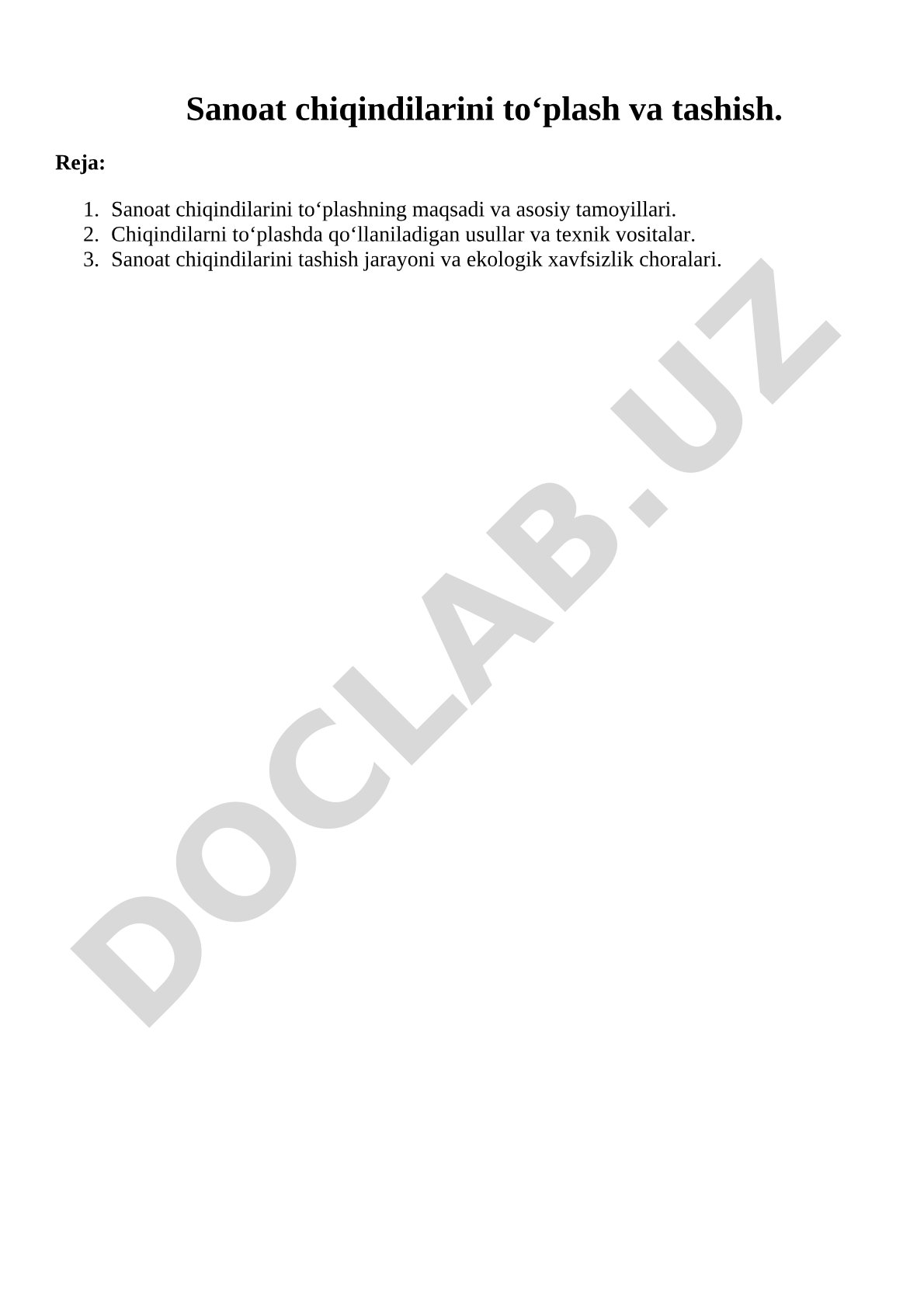 Sanoat chiqindilarini toʻplash va tashish