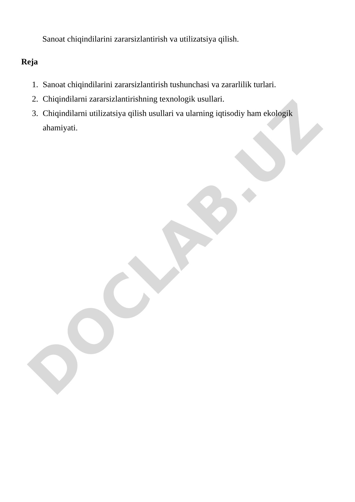 Sanoat chiqindilarini zararsizlantirish va utilizatsiya qilish