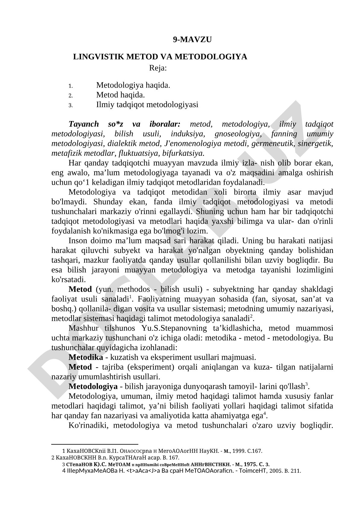 Lingvistik metod va metodologiya