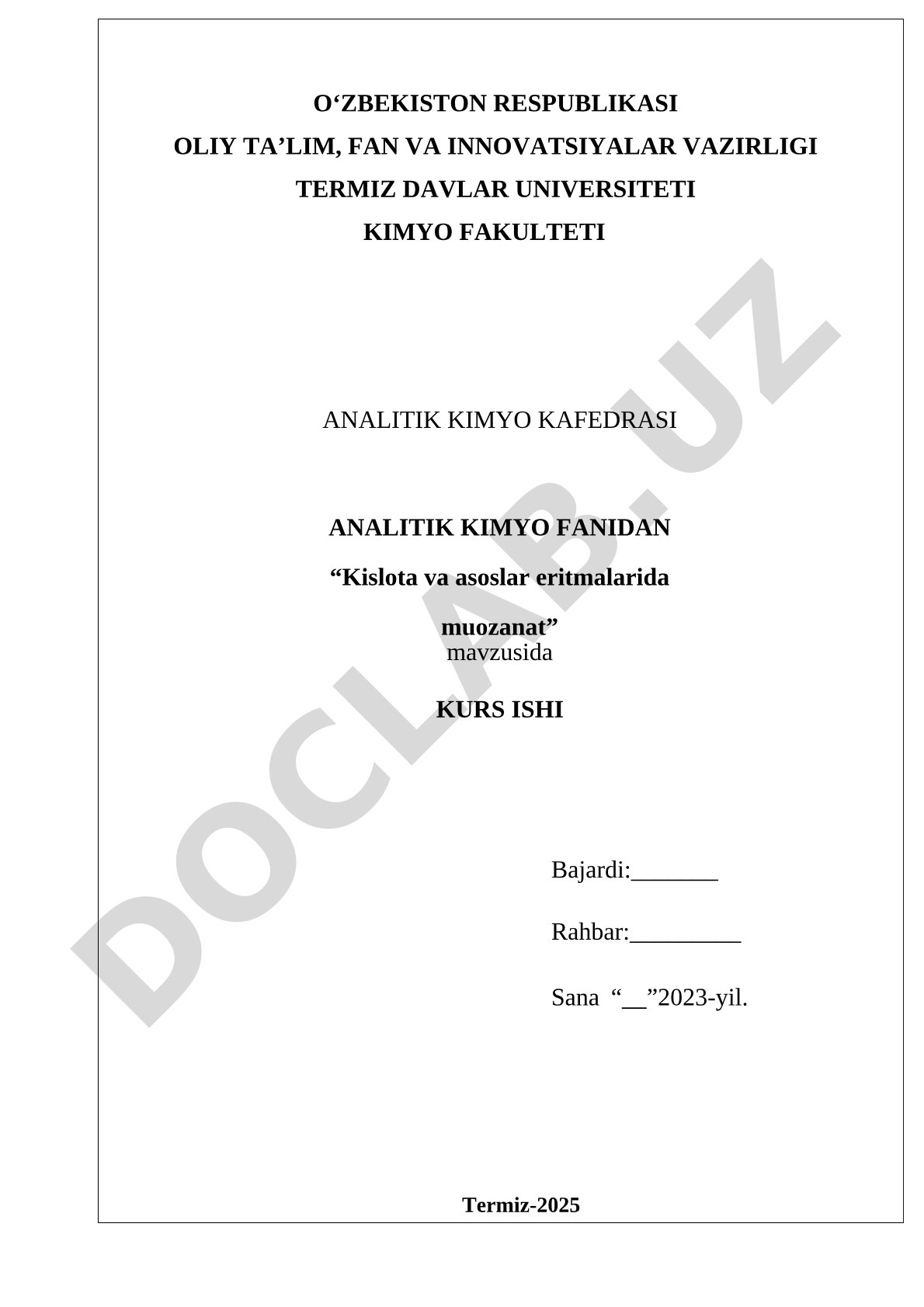 Kislota va asoslar eritmalarida muozanat