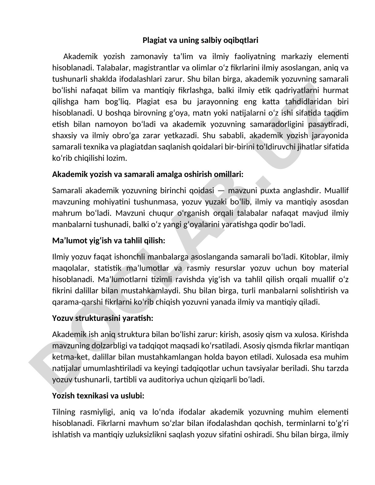 Plagiat va uning salbiy oqibatlari